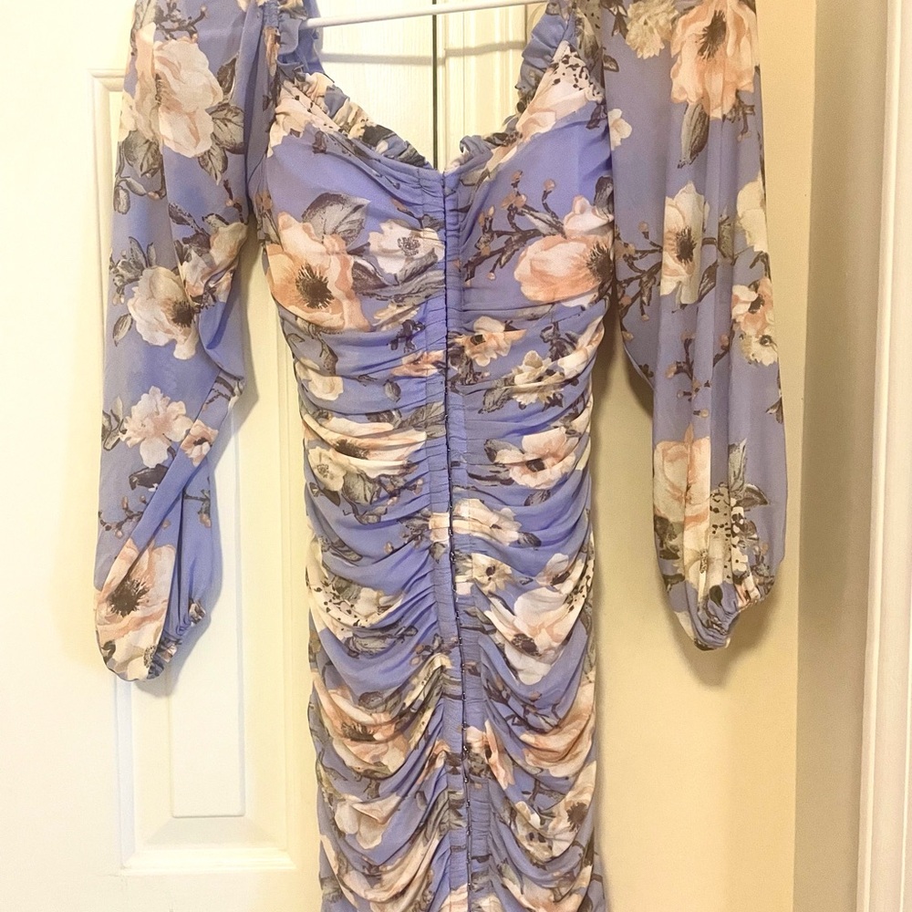 AKIRA Floral Long Sleeve Dress - Lavender